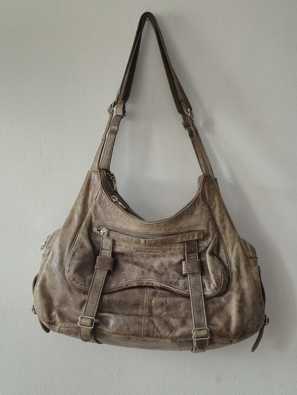 Vintage Y2K Rudsak Collection Distressed Leather Shoulder Bag Hobo Purse